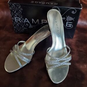 6.5 Rampage Metallic Silver Strappy Heels